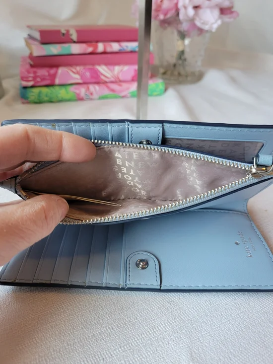 kate spade Spencer Light Blue Slim Bi-fold Wallet - Picture 5 of 5